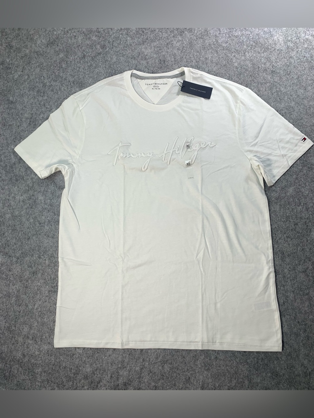 Tommy Hilfiger Men's White Embroidered Signature Short Sleeve Tee